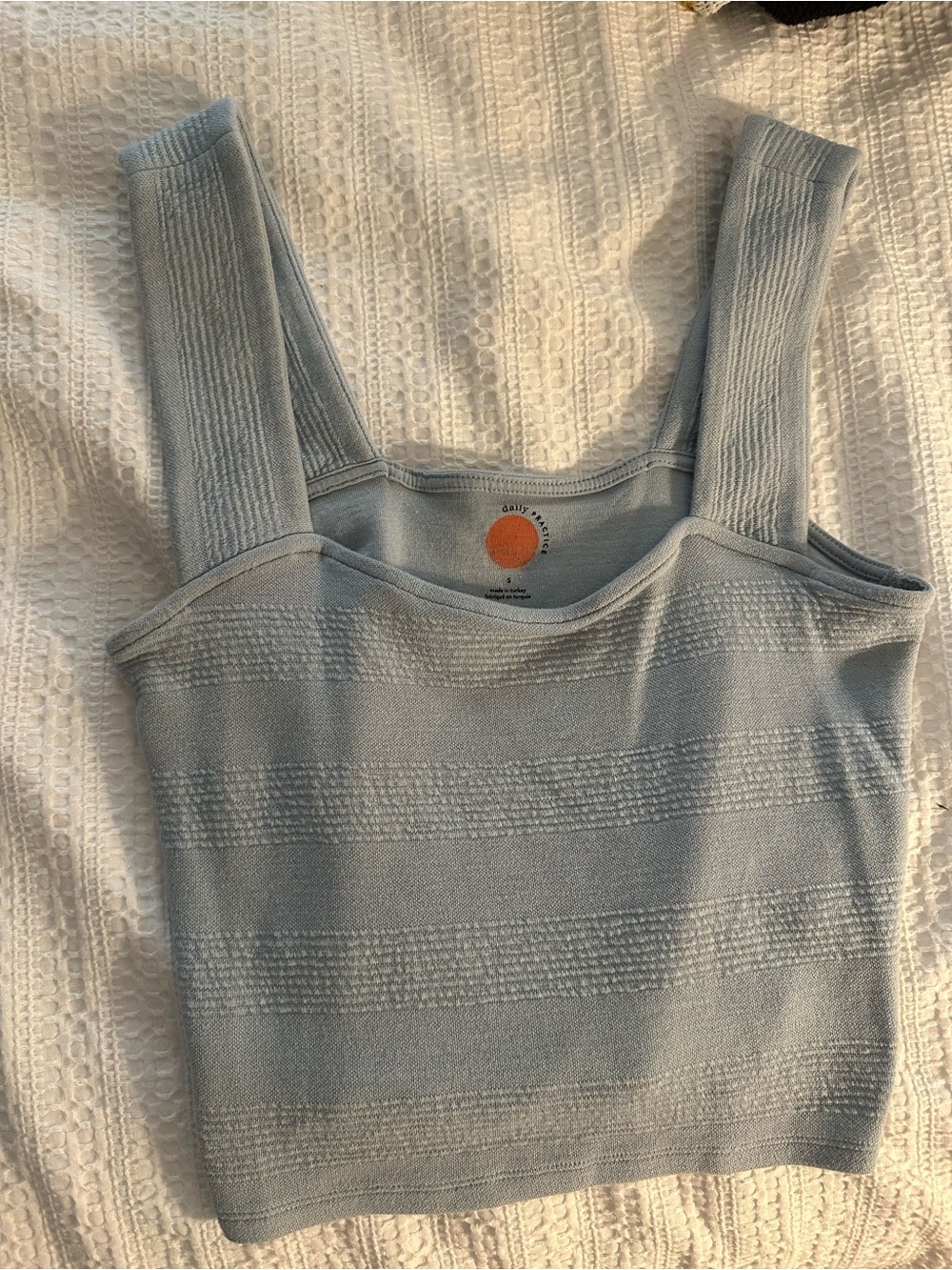 Anthropologie Daily Practice Ribbed Square-Neck Tank Top in Light Blue